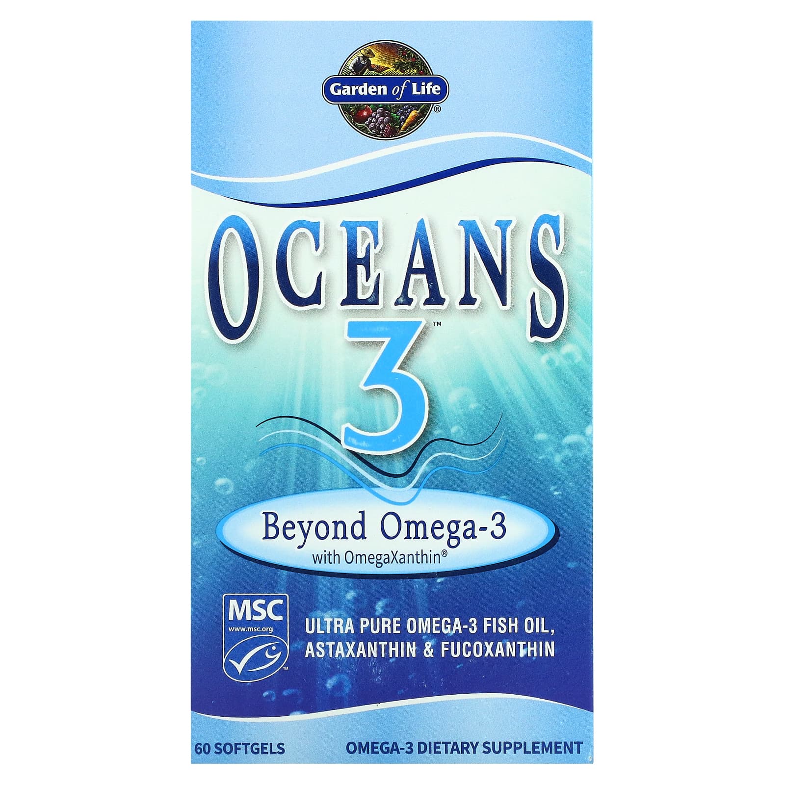 Garden of Life, Oceans 3 - Beyond Omega 3, 60 Softgels UPC 658010113854 | HiLife Vitamins